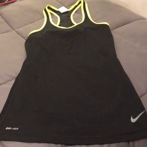 Nike dri-fit black with yellow trim tank top.